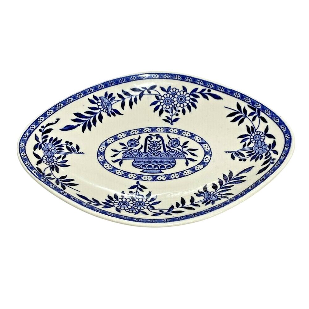 Sterling China USA Restaurant Ware STR42 shallow footed bowls (4) blue basket